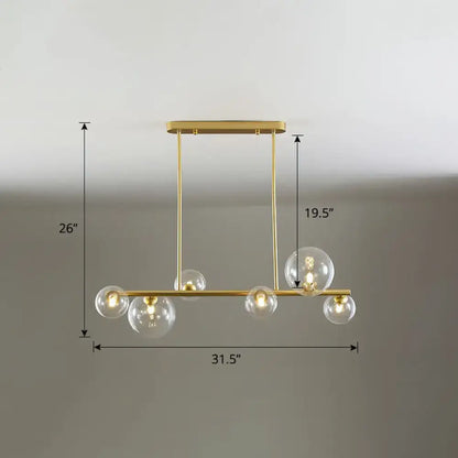 Contemporary black 5-light clear glass bubble chandelier dining room