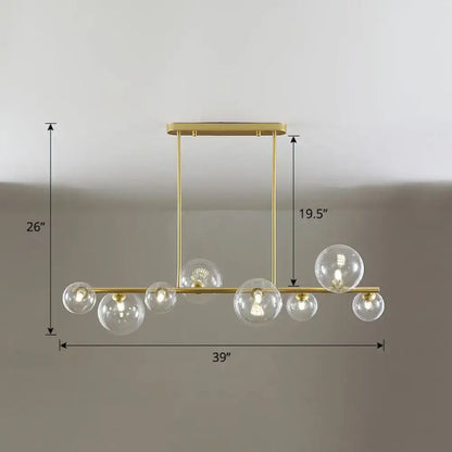 Contemporary black 5-light clear glass bubble chandelier dining room