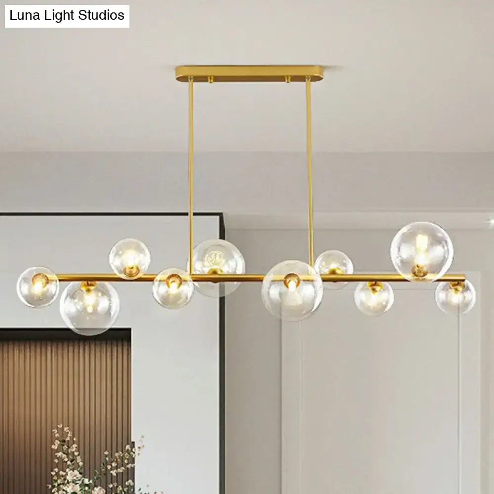 Contemporary black 5-light clear glass bubble chandelier dining room