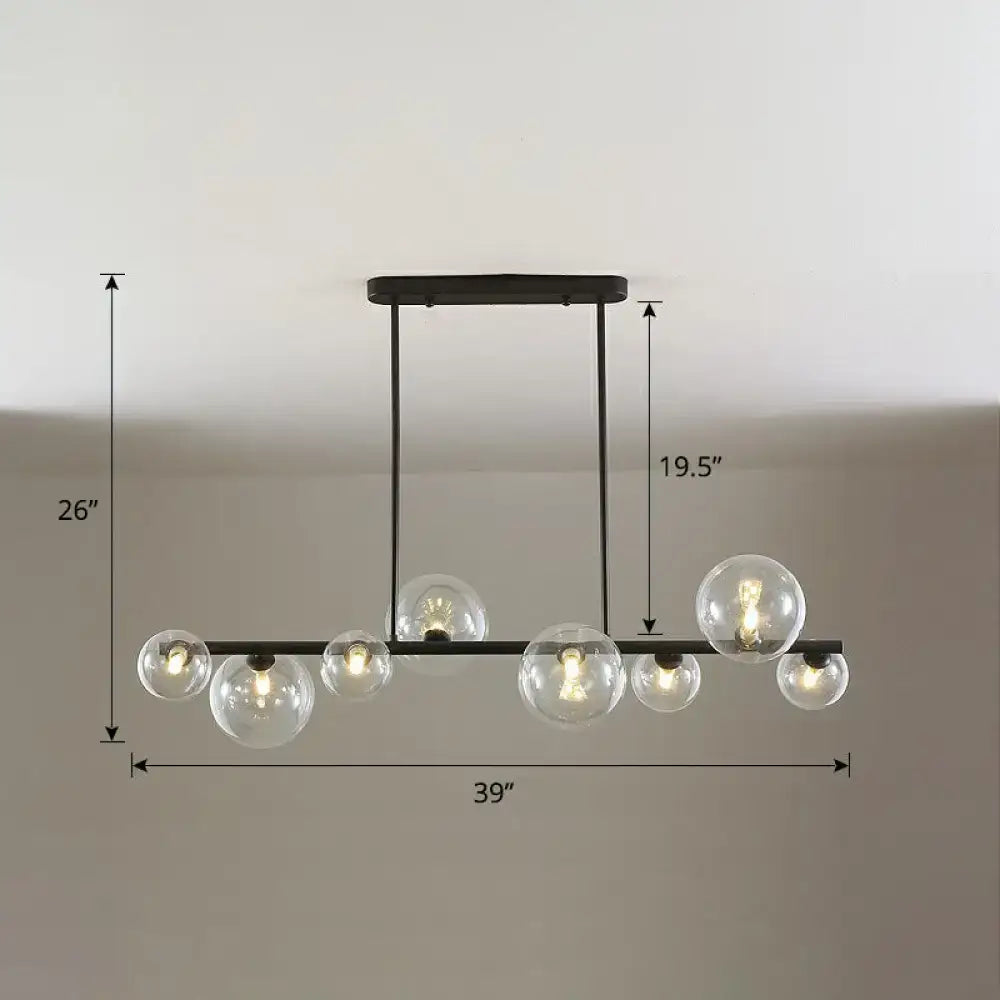 Contemporary black 5-light clear glass bubble chandelier dining room