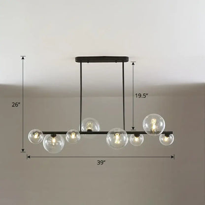 Contemporary black 5-light clear glass bubble chandelier dining room