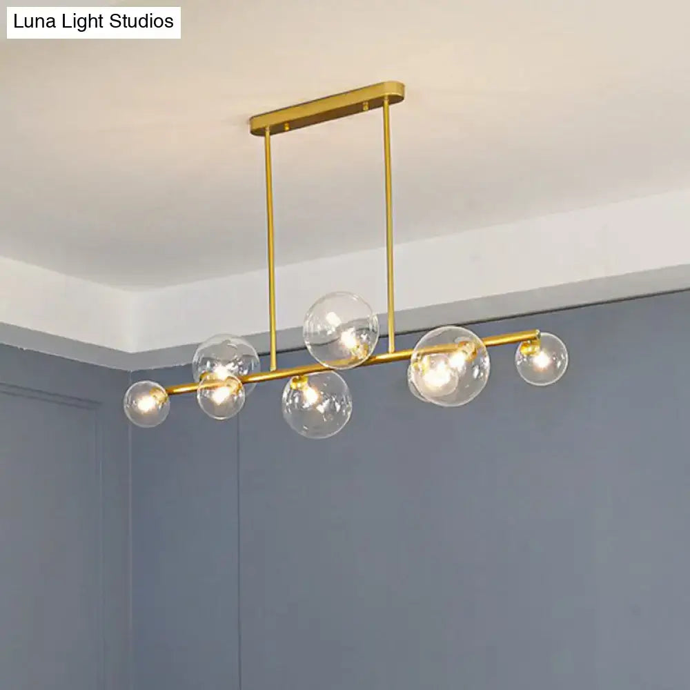 Contemporary black 5-light clear glass bubble chandelier dining room