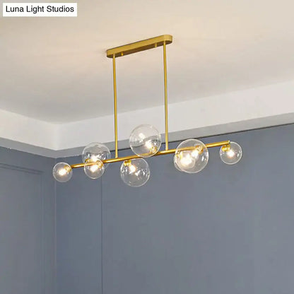 Contemporary black 5-light clear glass bubble chandelier dining room