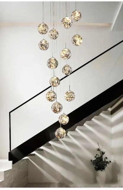 Modern spiral crystal ball chandelier dining room pendant light