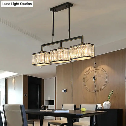 Contemporary black & crystal island light fixture dining room lamp