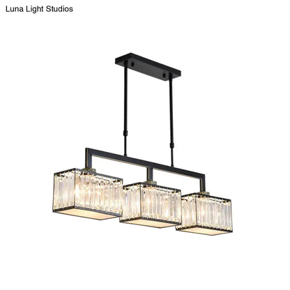 Contemporary black & crystal island light fixture dining room lamp