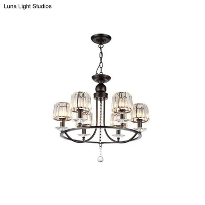 Contemporary crystal black circle hanging light for bedroom