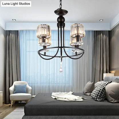 Contemporary crystal black circle hanging light for bedroom