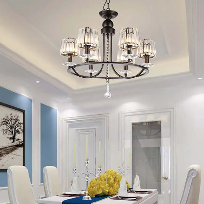 Contemporary crystal black circle hanging light for bedroom
