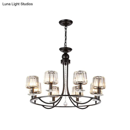 Contemporary crystal black circle hanging light for bedroom