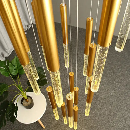 Modern gold crystal chandelier – large staircase pendant light