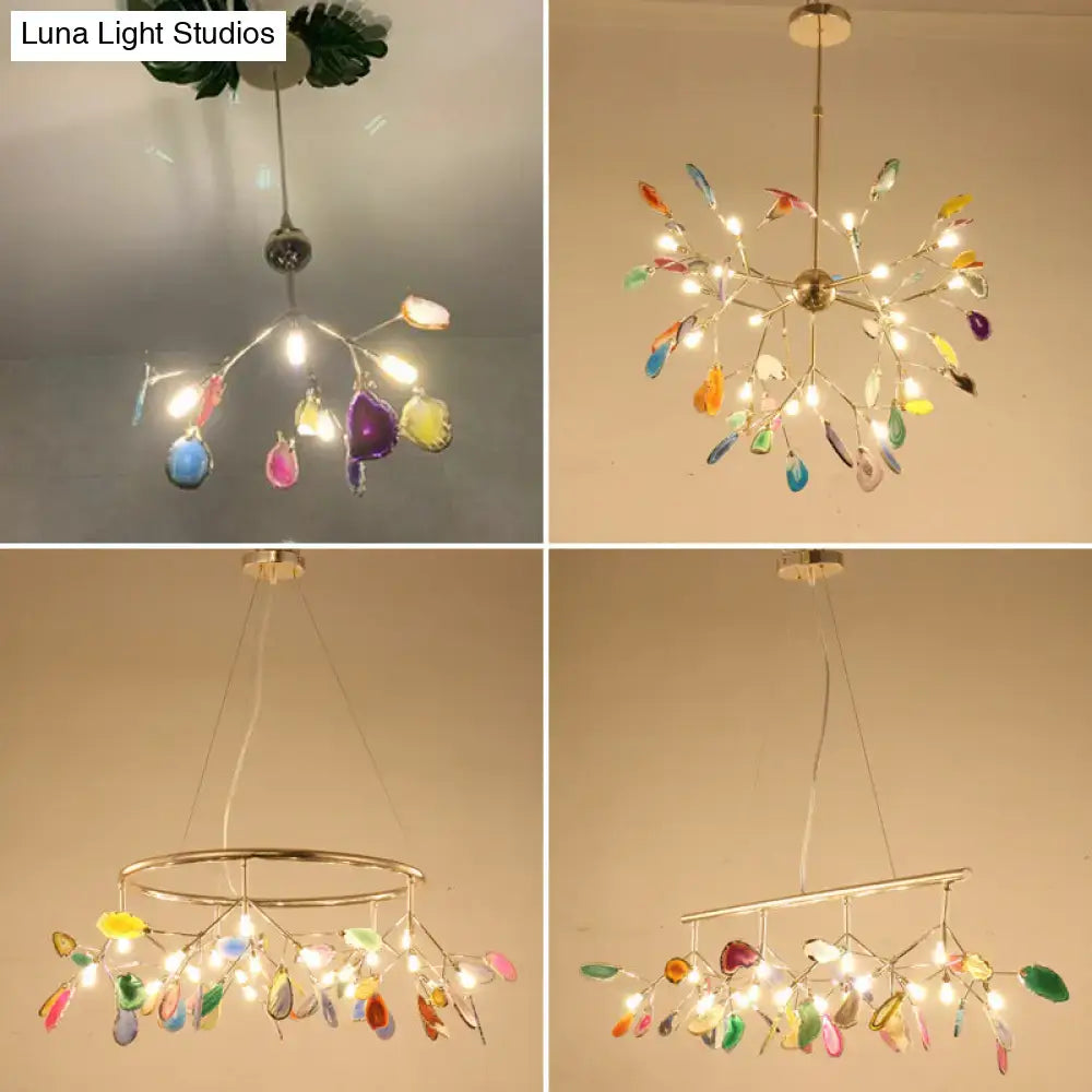 Modern chrome geode firefly island lighting for living room