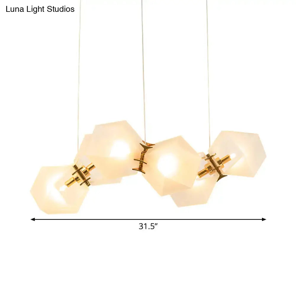 Modern frosted white glass honeycomb island lamp dining room light