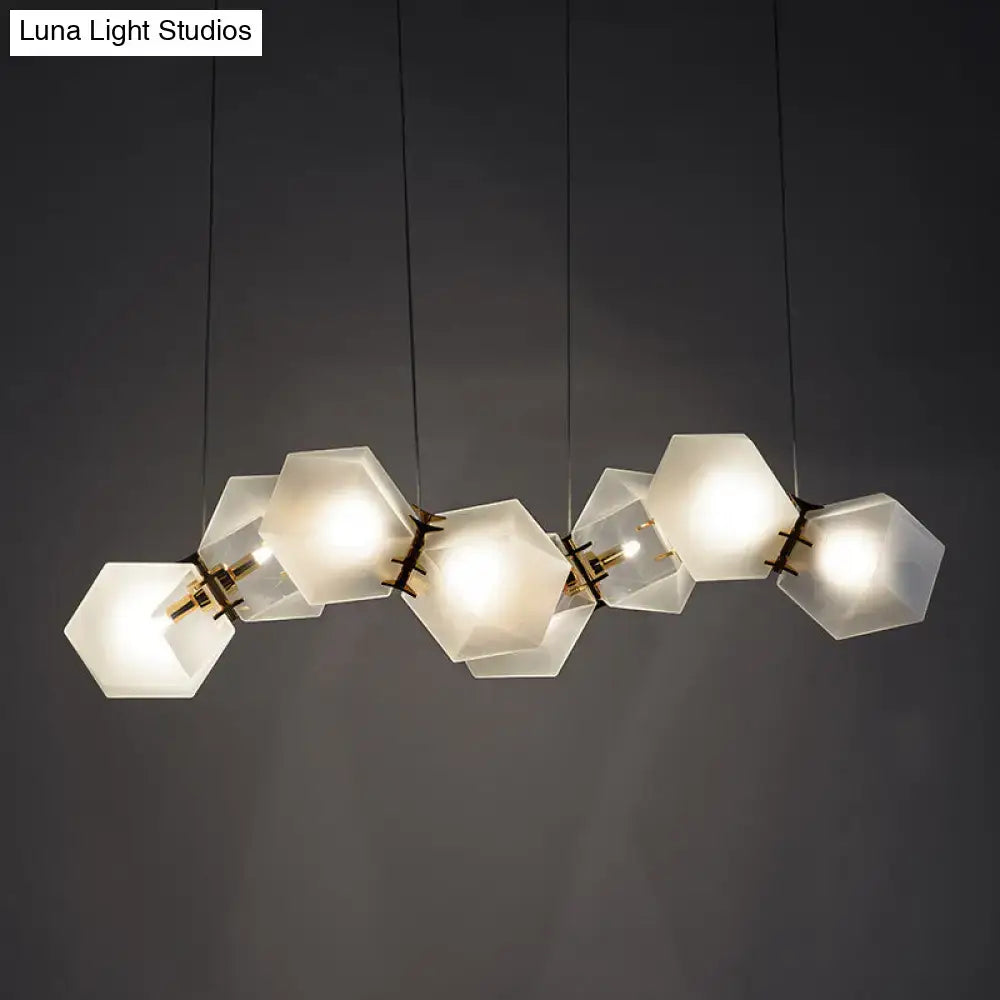 Modern frosted white glass honeycomb island lamp dining room light