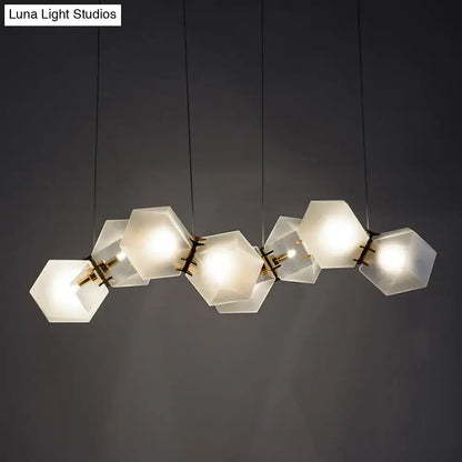Modern frosted white glass honeycomb island lamp dining room light