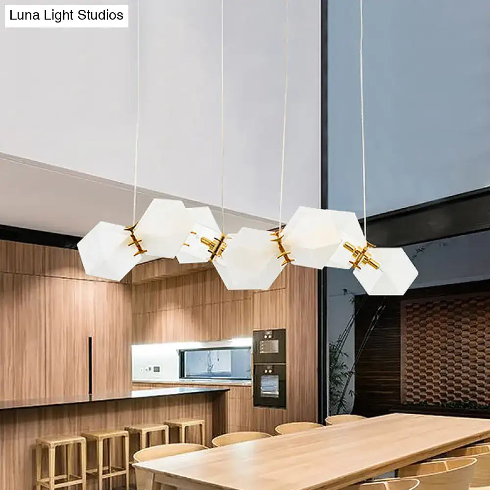 Modern frosted white glass honeycomb island lamp dining room light