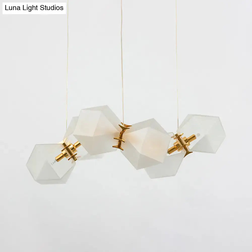Modern frosted white glass honeycomb island lamp dining room light