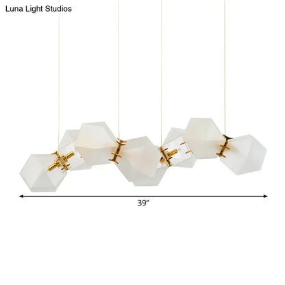 Modern frosted white glass honeycomb island lamp dining room light