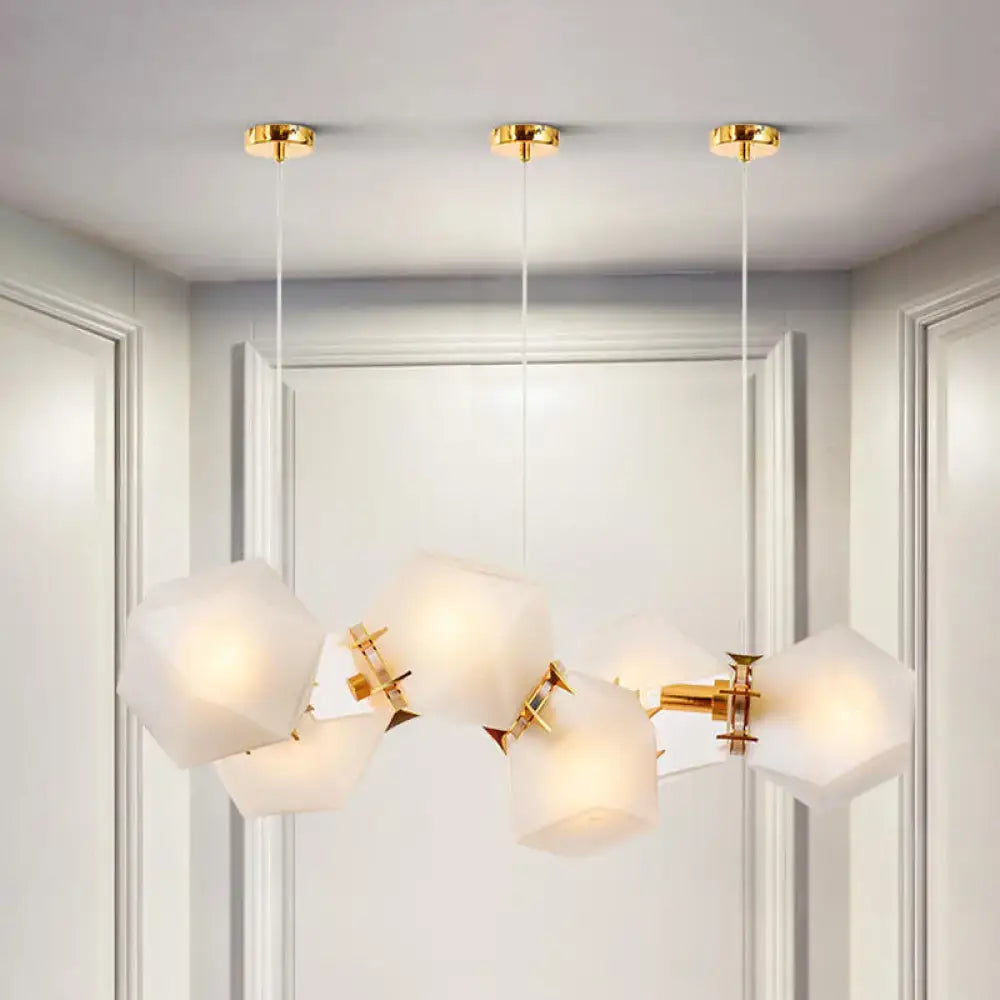 Modern frosted white glass honeycomb island lamp dining room light