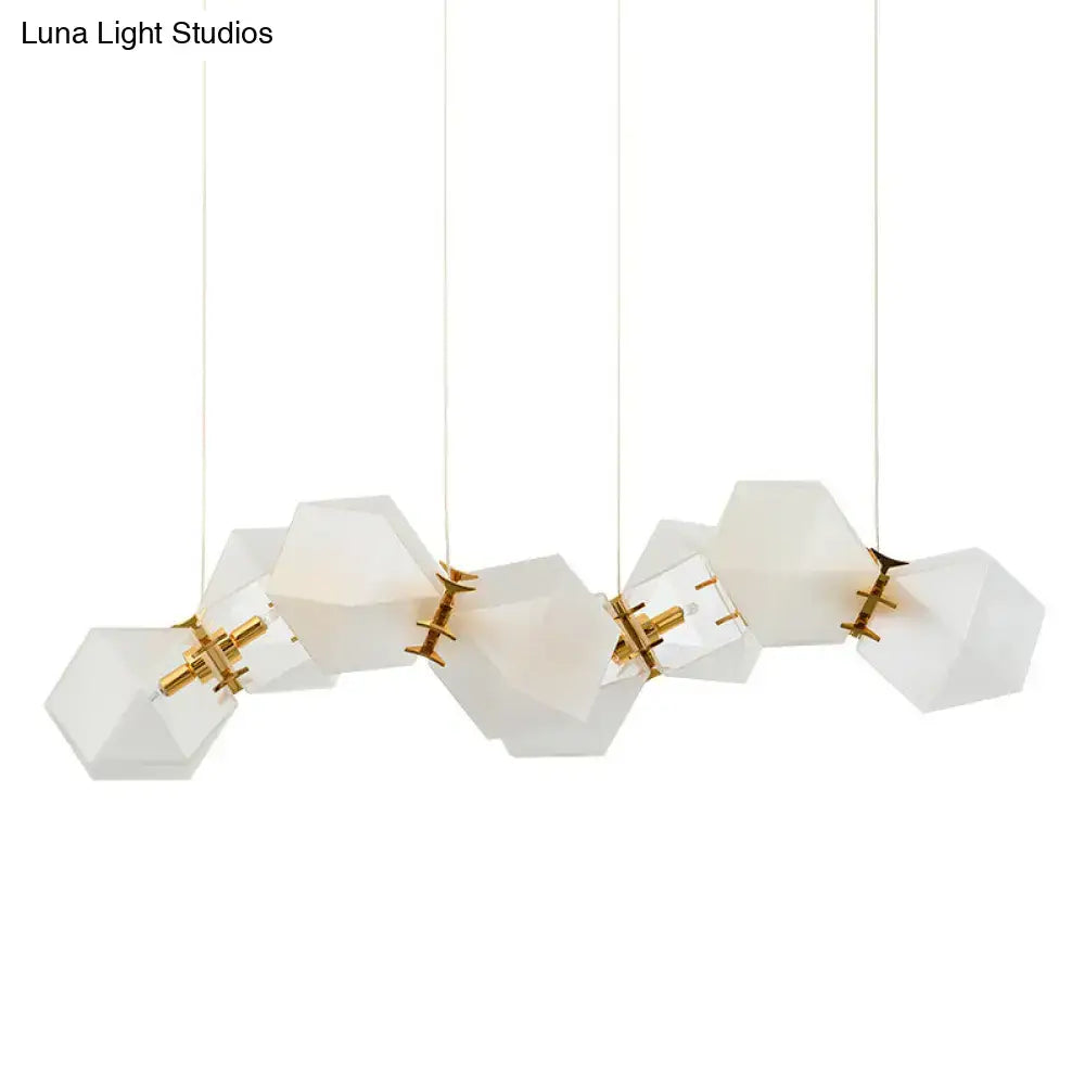 Modern frosted white glass honeycomb island lamp dining room light