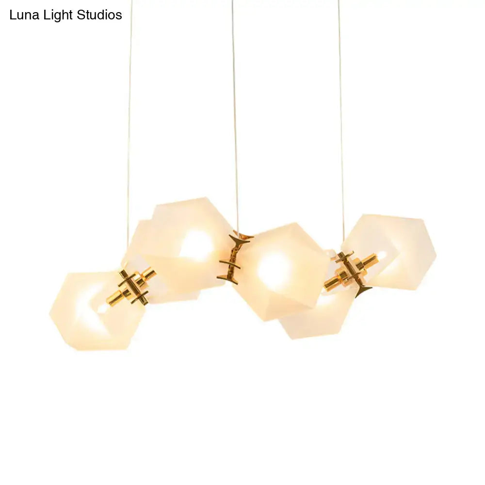 Modern frosted white glass honeycomb island lamp dining room light