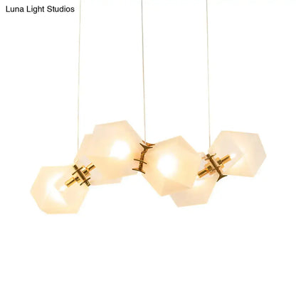 Modern frosted white glass honeycomb island lamp dining room light
