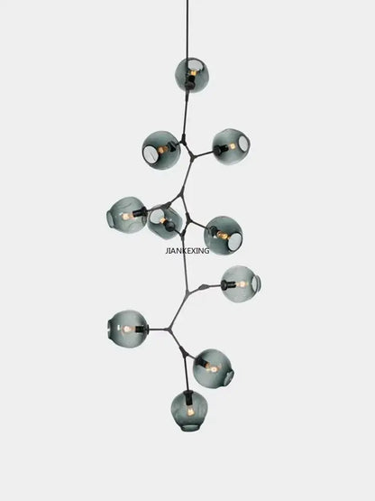 Modern teal glass bubble chandelier living room eight globe light