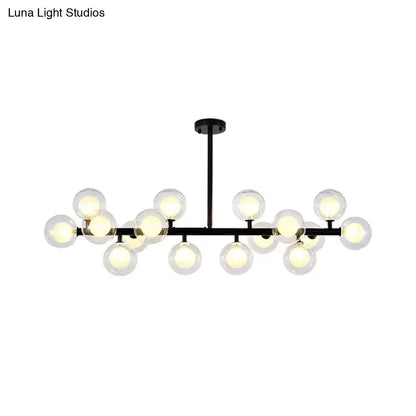 Modern black glass orb chandelier – living room 16 head light