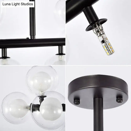 Modern black glass orb chandelier – living room 16 head light