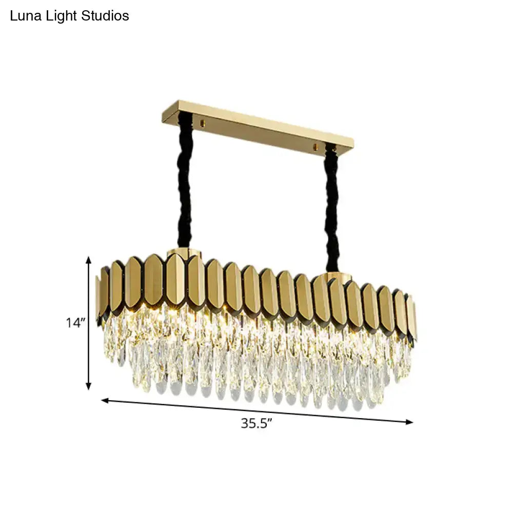 Contemporary gold oval island light for dining room crystal shuttles