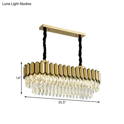 Contemporary gold oval island light for dining room crystal shuttles