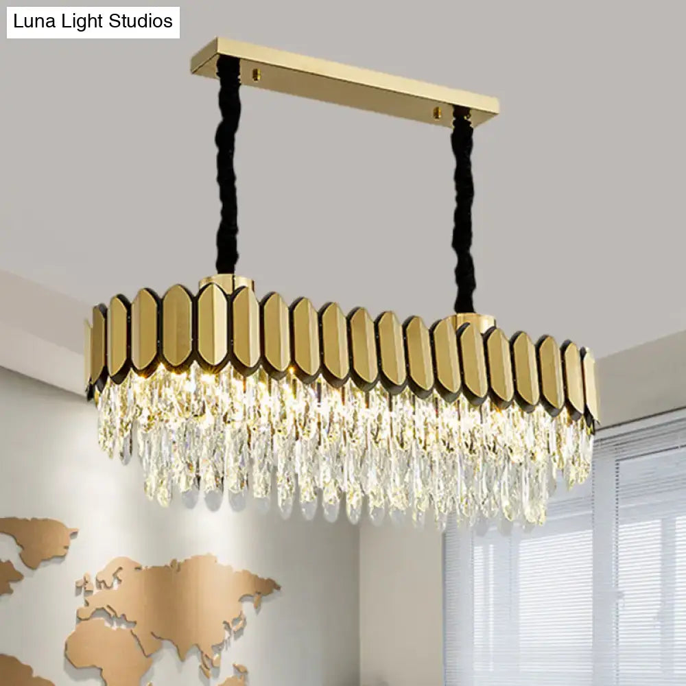 Contemporary gold oval island light for dining room crystal shuttles