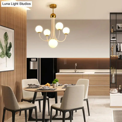 Modern gold glass spherical ceiling chandelier for dining room