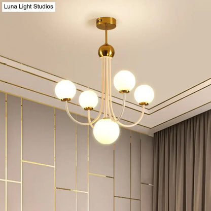 Modern gold glass spherical ceiling chandelier for dining room