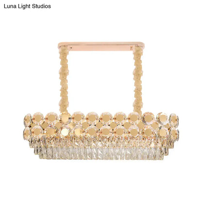 Contemporary gold oval island pendant dining room crystal chandelier