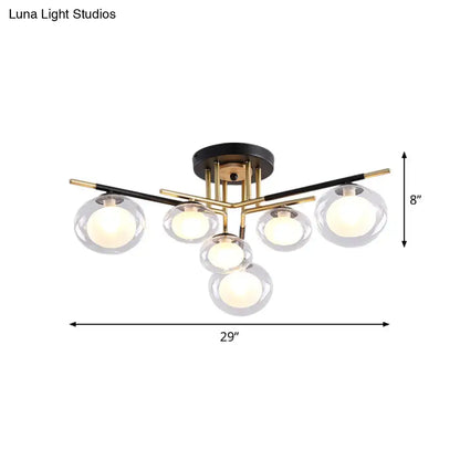 Modern gold oval shade semi flush mount – dining room glass light