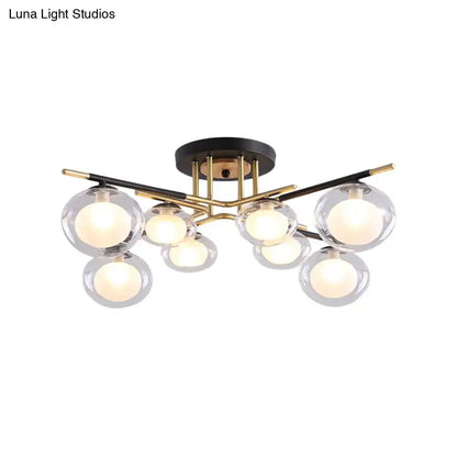 Modern gold oval shade semi flush mount – dining room glass light
