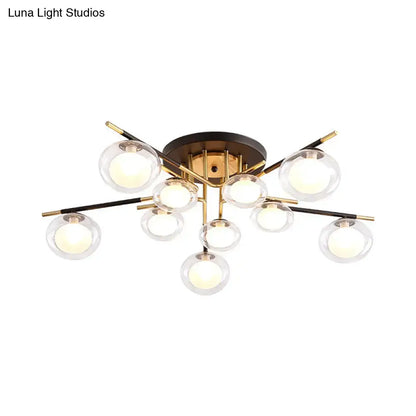 Modern gold oval shade semi flush mount – dining room glass light