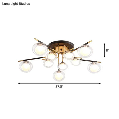 Modern gold oval shade semi flush mount – dining room glass light