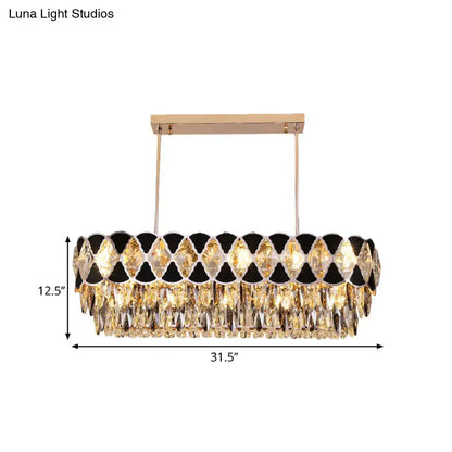Contemporary chrome and black triangle ornament chandelier dining room
