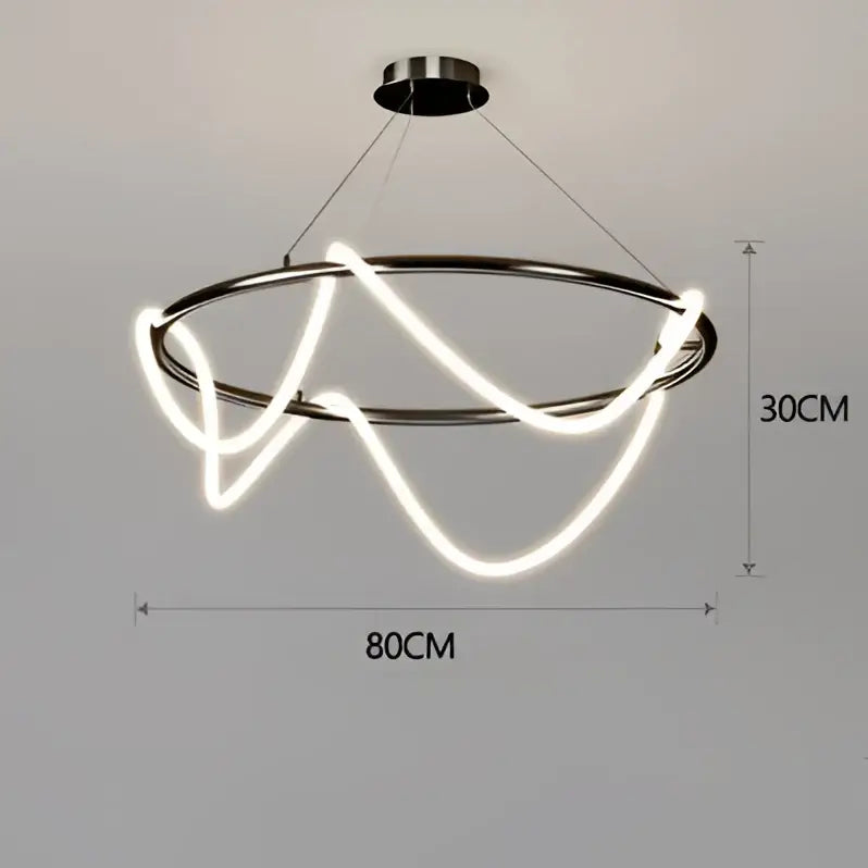 Modern gold curved contemporary led chandelier dining room light