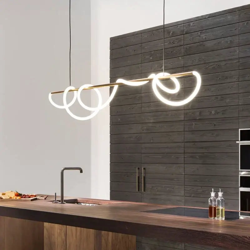 Modern gold curved contemporary led chandelier dining room light