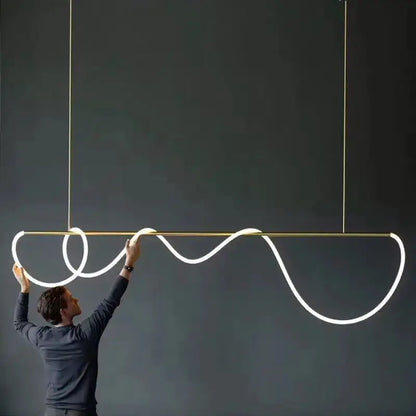 Modern gold curved contemporary led chandelier dining room light