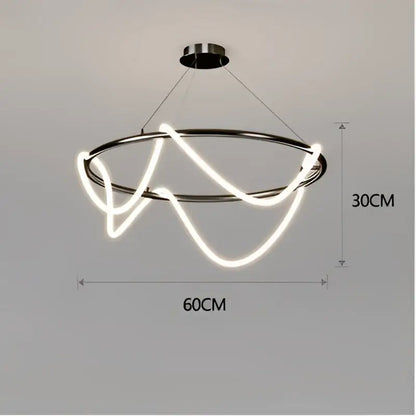 Modern gold curved contemporary led chandelier dining room light
