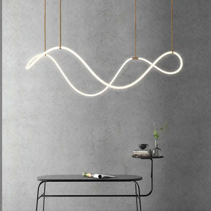 Modern gold curved contemporary led chandelier dining room light
