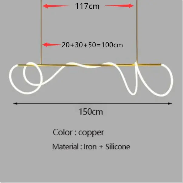 Modern gold curved contemporary led chandelier dining room light