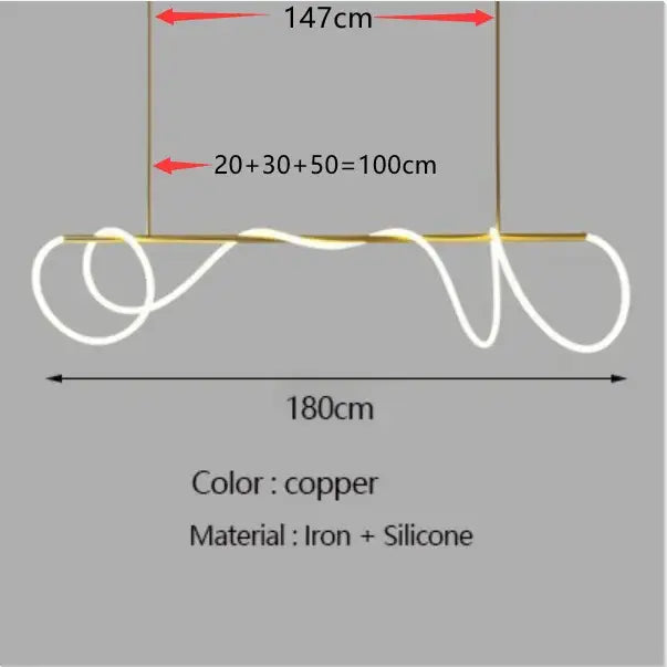 Modern gold curved contemporary led chandelier dining room light