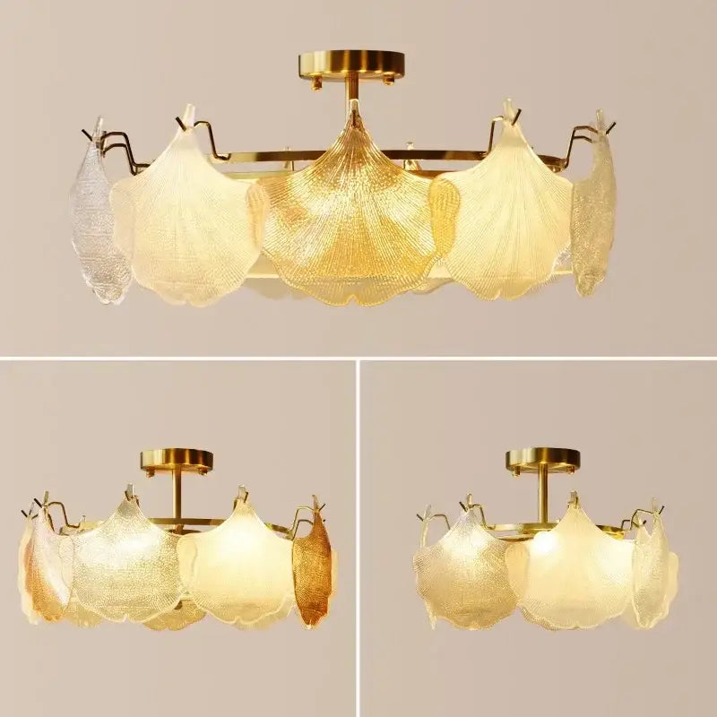 contemporary led chandelier gold leaf dining room light