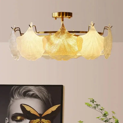 contemporary led chandelier gold leaf dining room light