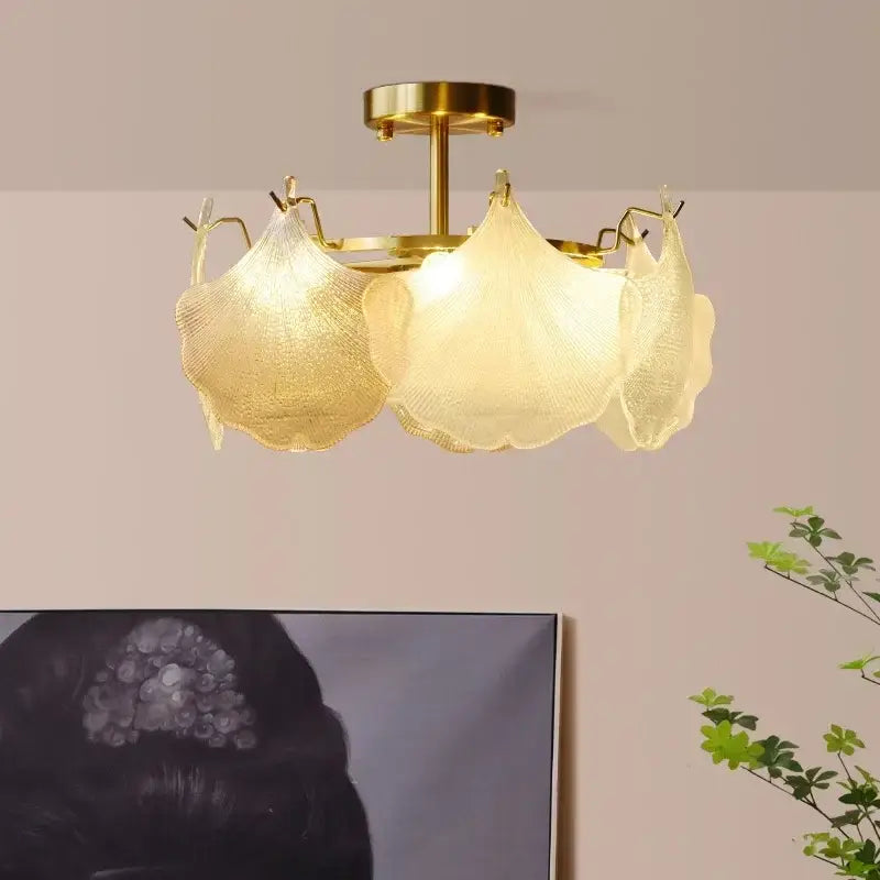 contemporary led chandelier gold leaf dining room light